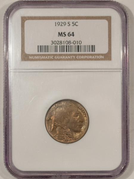 Buffalo Nickels 1929-S BUFFALO NICKEL – NGC MS-64