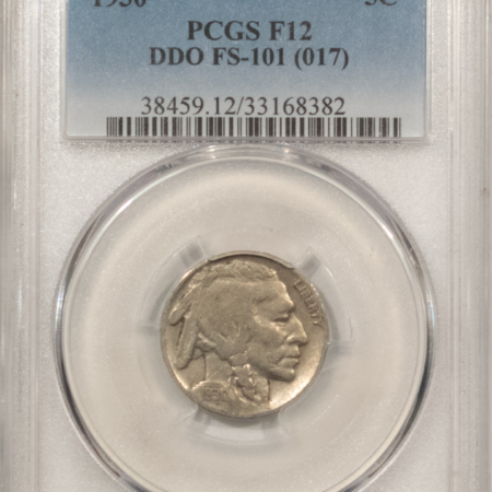 Buffalo Nickels 1930 BUFFALO NICKEL – DOUBLED DIE OBVERSE, FS-101 – PCGS F-12, SCARCE