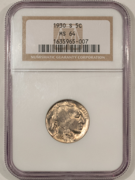 Buffalo Nickels 1930-S BUFFALO NICKEL – NGC MS-64 ORIGINAL LUSTROUS