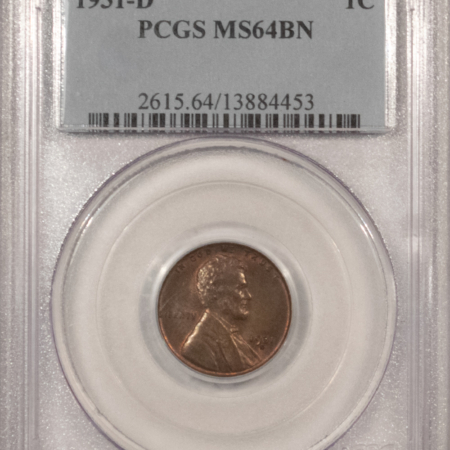 Lincoln Cents (Wheat) 1931-D LINCOLN CENT – PCGS MS-64 BN, PRETTY & PREMIUM QUALITY!