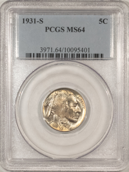 Buffalo Nickels 1931-S BUFFALO NICKEL – PCGS MS-64, PREMIUM QUALITY!