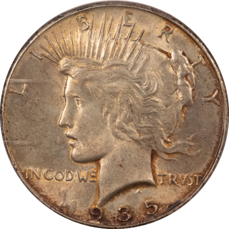 Dollars 1935 $1 PEACE DOLLAR – PCGS MS-62, NICE ORIGINAL!