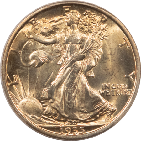 Half Dollars 1935 WALKING LIBERTY HALF DOLLAR – PCGS MS-65, PRETTY GEM! ORIGINAL!