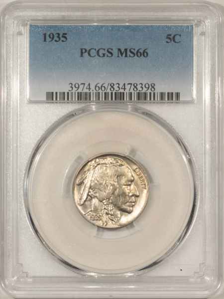 Buffalo Nickels 1935 BUFFALO NICKEL – PCGS MS-66, SUPERB!