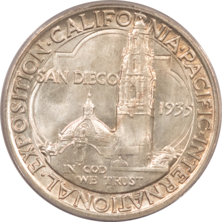 CAC Approved Coins 1935-S SAN DIEGO COMMEMORATIVE HALF DOLLAR – PCGS MS-65 CAC, 2 PIECE OGH, PQ++