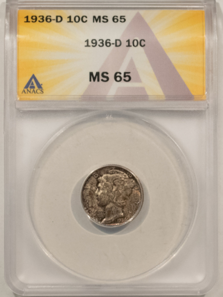Dimes 1936-D MERCURY DIME – ANACS MS-65, FRESH & PREMIUM QUALITY!