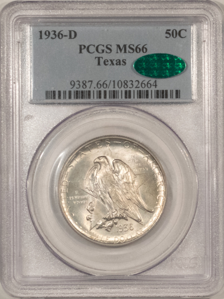 CAC Approved Coins 1936-D TEXAS COMMEMORATIVE HALF DOLLAR – PCGS MS-66, FRESH, PREMIUM QUALITY, CAC