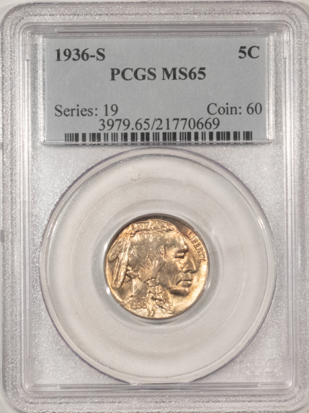 Buffalo Nickels 1936-S BUFFALO NICKEL – PCGS MS-65