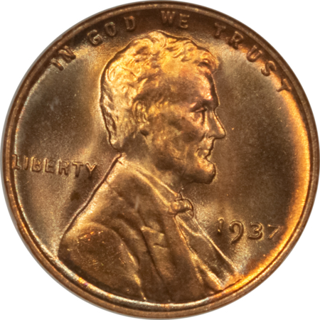 Lincoln Cents (Wheat) 1937 LINCOLN CENT, NGC MS-67 RD, GORGEOUS “LOOK”, OLD FATTY HOLDER & PQ!