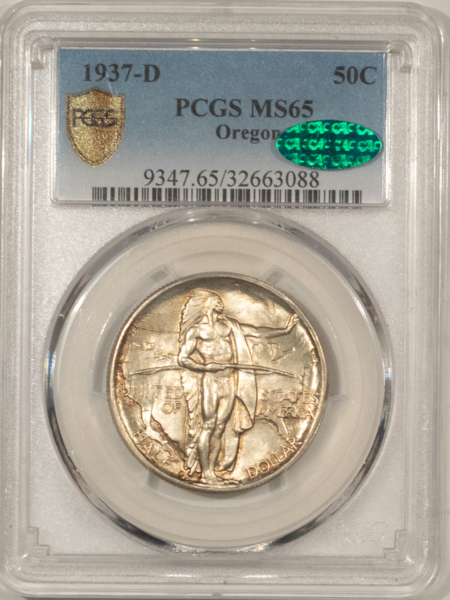 CAC Approved Coins 1937-D OREGON COMMEMORATIVE HALF DOLLAR – PCGS MS-65, ORIGINAL, PQ GEM & CAC!