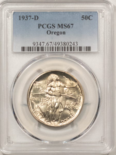 Early Commems 1937-D OREGON COMMEMORATIVE HALF DOLLAR – PCGS MS-67, SUPERB WHITE GEM!