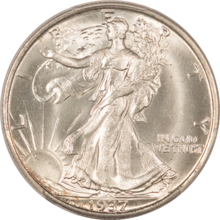 Half Dollars 1937-S WALKING LIBERTY HALF DOLLAR – PCGS MS-66, BLAST WHITE & PREMIUM QUALITY!