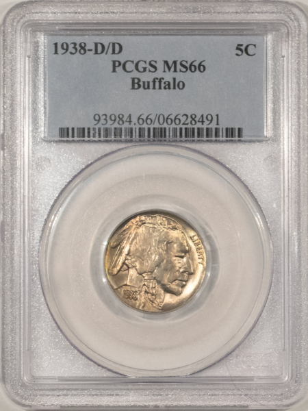 Buffalo Nickels 1938-D/D BUFFALO NICKEL – PCGS MS-66