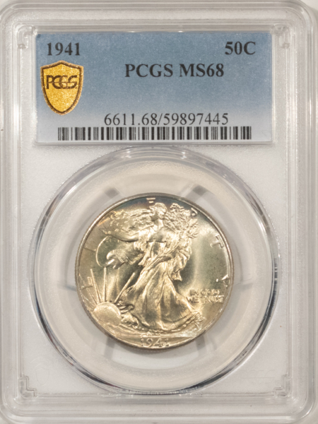 Half Dollars 1941 WALKING LIBERTY HALF DOLLAR – PCGS MS-68 REMARKABLE COIN VIRTUALLY PERFECT!