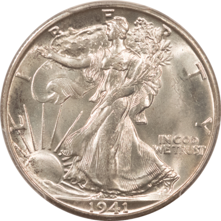 Half Dollars 1941-S WALKING LIBERTY HALF DOLLAR – PCGS MS-64 FLASHY LUSTER, PREMIUM QUALITY++