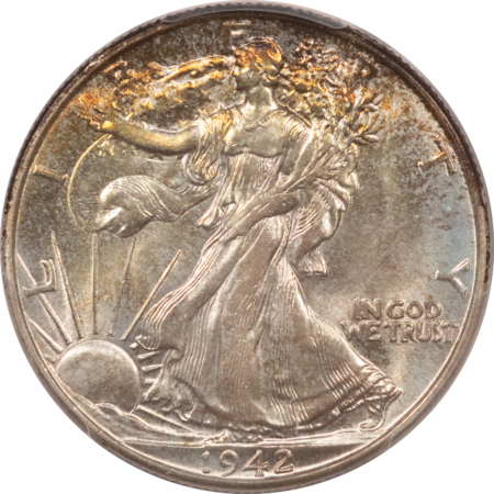 CAC Approved Coins 1942 WALKING LIBERTY HALF DOLLAR – PCGS MS-66 VERY PRETTY, PQ & CAC APPROVED!