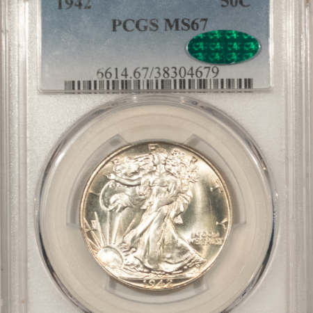 CAC Approved Coins 1942 WALKING LIBERTY HALF DOLLAR – PCGS MS-67, BLAZING WHITE, PQ & CAC APPROVED!
