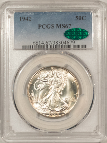 CAC Approved Coins 1942 WALKING LIBERTY HALF DOLLAR – PCGS MS-67, BLAZING WHITE, PQ & CAC APPROVED!