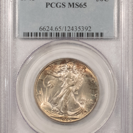 Half Dollars 1945 WALKING LIBERTY HALF DOLLAR – PCGS MS-65, FRESH PREMIUM QUALITY GEM!