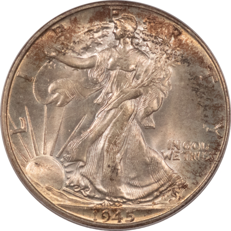 Half Dollars 1945 WALKING LIBERTY HALF DOLLAR – PCGS MS-65, FRESH PREMIUM QUALITY GEM!