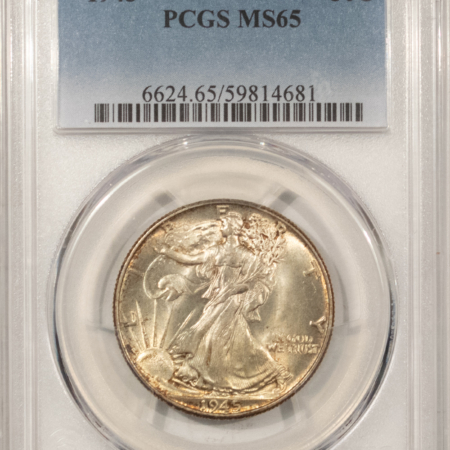 Half Dollars 1945 WALKING LIBERTY HALF DOLLAR – PCGS MS-65, PRETTY!