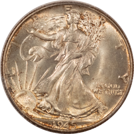 Half Dollars 1945 WALKING LIBERTY HALF DOLLAR – PCGS MS-65, PRETTY!