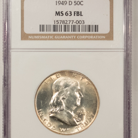 Franklin Halves 1949-D FRANKLIN HALF DOLLAR – NGC MS-63 FBL, FLASHY!