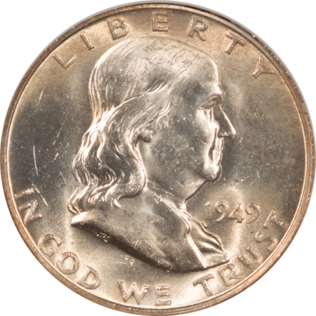 Franklin Halves 1949-D FRANKLIN HALF DOLLAR – NGC MS-63 FBL, FLASHY!