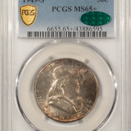 CAC Approved Coins 1949-S FRANKLIN HALF DOLLAR – PCGS MS-65+, VERY PRETTY & PREMIUM QUALITY! CAC!