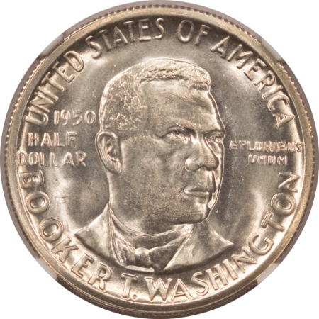 Early Commems 1950-S BOOKER T WASHINGTON COMEMMORATIVE HALF DOLLAR – NGC MS-66, LUSTROUS!