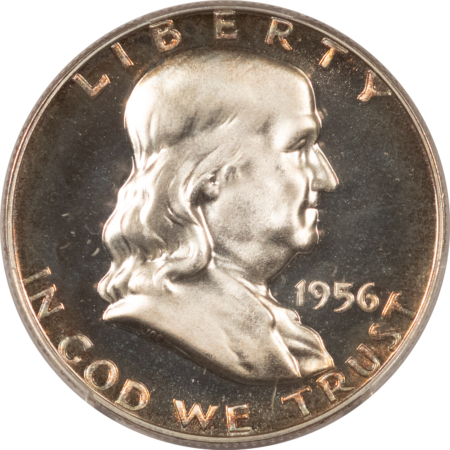 Franklin Halves 1956 PROOF FRANKLIN HALF DOLLAR TYPE 2 – PCGS PR-68 CAM, PQ & VIRTUALLY PERFECT!