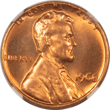 Lincoln Cents (Memorial) 1968 LINCOLN CENT – NGC MS-66 RD, PREMIUM QUALITY!