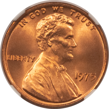 Lincoln Cents (Memorial) 1975 LINCOLN CENT – NGC MS-67 RD, SUPERB GEM! TOUGH THIS NICE