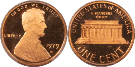 Lincoln Cents (Memorial) 1979-S PROOF LINCOLN CENTS LOT OF 2 COINS, BOTH TYPE 1 & 2 – PCGS PR-69 RD DCAM