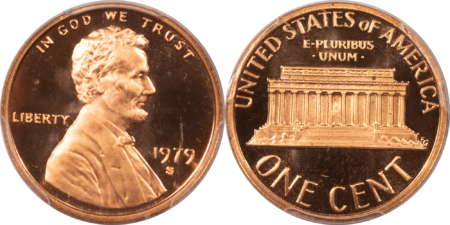 Lincoln Cents (Memorial) 1979-S PROOF LINCOLN CENTS LOT OF 2 COINS, BOTH TYPE 1 & 2 – PCGS PR-69 RD DCAM