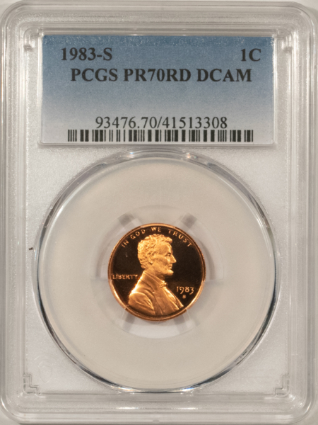 Lincoln Cents (Memorial) 1983-S PROOF LINCOLN CENT – PCGS PR-70 RD DCAM, PERFECT, REALLY TOUGH!
