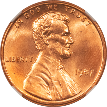 Lincoln Cents (Memorial) 1987 LINCOLN CENT – NGC MS-68 RD, RED & TOUGH IN THIS GRADE