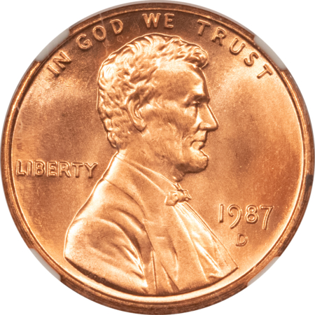 Lincoln Cents (Memorial) 1987-D LINCOLN CENT – NGC MS-68 RD, RED & TOUGH IN THIS GRADE
