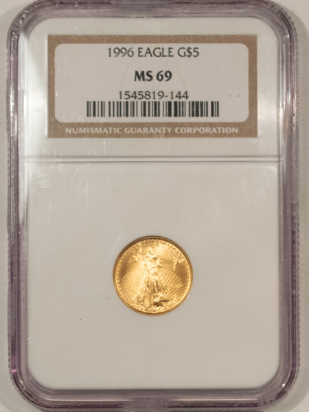 American Gold Eagles, Buffaloes, & Liberty Series 1996 $5 1/10 OZ AMERICAN GOLD EAGLE – NGC MS-69