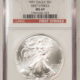 American Silver Eagles 1988 $1 AMERICAN SILVER EAGLE, 1 OZ .999 – NGC MS-69, FIRST STRIKES!