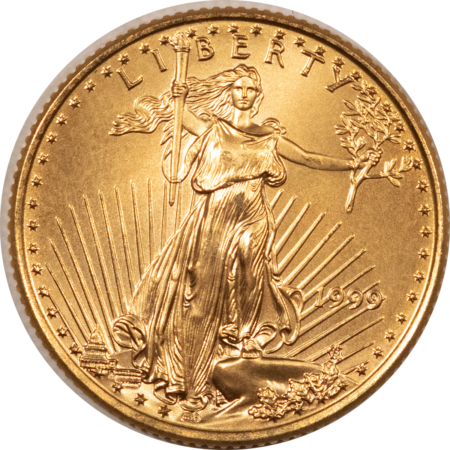 American Gold Eagles, Buffaloes, & Liberty Series 1999 $10 1/4 OZ AMERICAN GOLD EAGLE – GEM UNCIRCULATED!