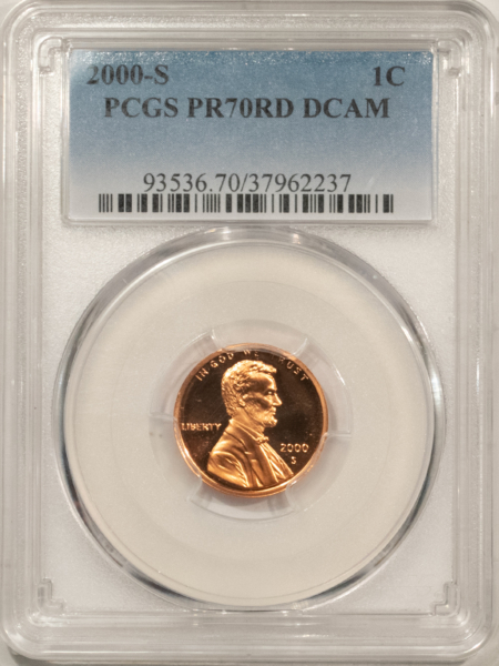 Lincoln Cents (Memorial) 2000-S PROOF LINCOLN CENT – PCGS PR-70 RD DCAM