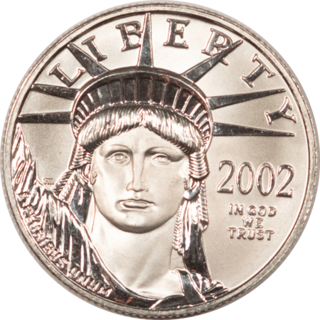 American Platinum Eagles 2002 $50 AMERICAN PLATINUM EAGLE, 1/2 OZ, .9995 – GEM BRILLIANT UNCIRCULATED!