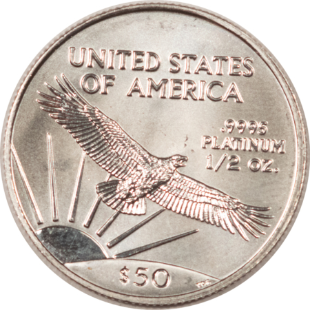 American Platinum Eagles 2002 $50 AMERICAN PLATINUM EAGLE, 1/2 OZ, .9995 – GEM BRILLIANT UNCIRCULATED!