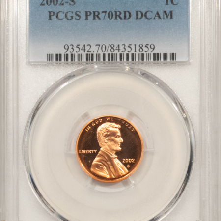 Lincoln Cents (Memorial) 2002-S PROOF LINCOLN CENT – PCGS PR-70 RD DCAM