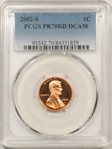 Lincoln Cents (Memorial) 2002-S PROOF LINCOLN CENT – PCGS PR-70 RD DCAM