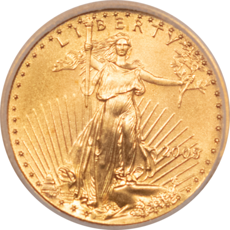 American Gold Eagles, Buffaloes, & Liberty Series 2005 $5 1/10 OZ AMERICAN GOLD EAGLE – ICG MS-70 FIRST DAY OF ISSUE #1283 OF 1441