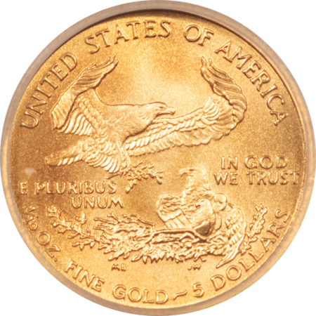 American Gold Eagles, Buffaloes, & Liberty Series 2005 $5 1/10 OZ AMERICAN GOLD EAGLE – ICG MS-70 FIRST DAY OF ISSUE #1283 OF 1441