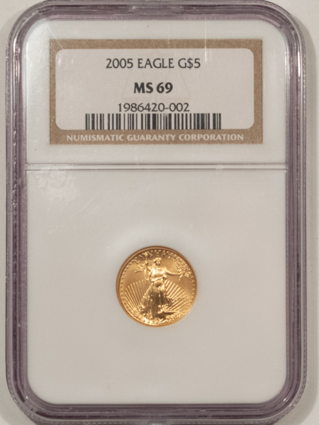 American Gold Eagles, Buffaloes, & Liberty Series 2005 $5 1/10 OZ AMERICAN GOLD EAGLE – NGC MS-69
