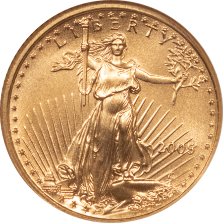 American Gold Eagles, Buffaloes, & Liberty Series 2005 $5 1/10 OZ AMERICAN GOLD EAGLE – NGC MS-69